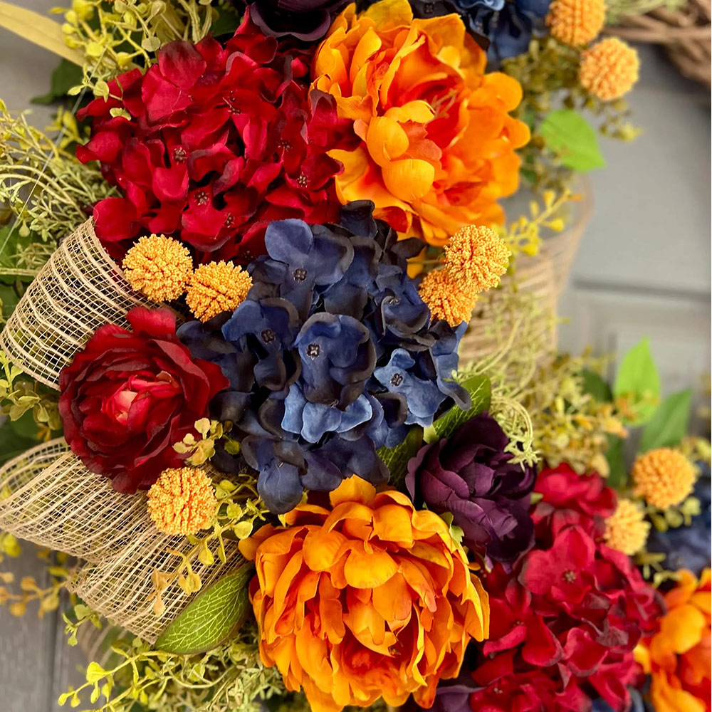 Elegant Autumn Peony Wreath – Front Door Fall Decoration