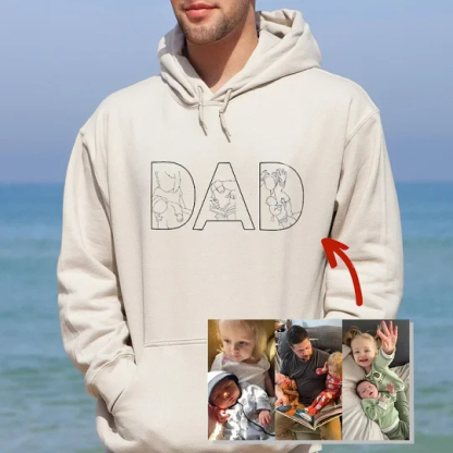 👨‍👧‍👦 Custom Dad & Kids Silhouette Sweatshirt –Embroidered from Your Photo – Perfect Father's Day or Birthday Gift