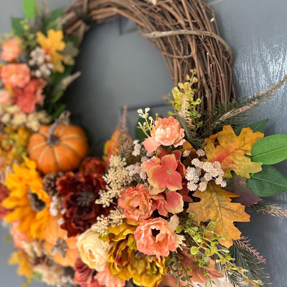 Elegant Fall Wreath – Country Farmhouse Front Door Autumn Decor