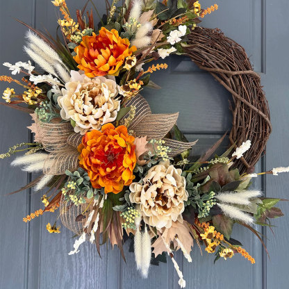 Farmhouse Fall Hydrangea Wreath – Everyday Front Door Decoration