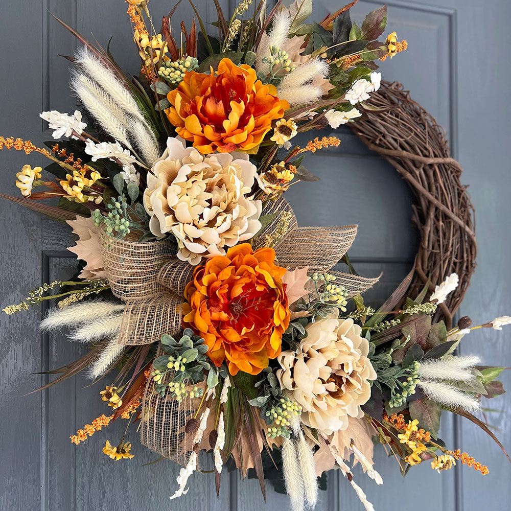 Farmhouse Fall Hydrangea Wreath – Everyday Front Door Decoration