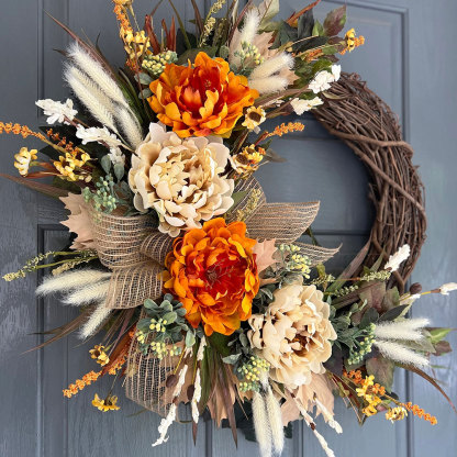 Farmhouse Fall Hydrangea Wreath – Everyday Front Door Decoration