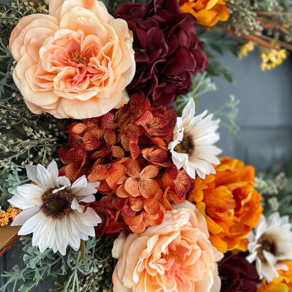 Elegant Burgundy Hydrangea Fall Wreath – Front Door Autumn Decoration