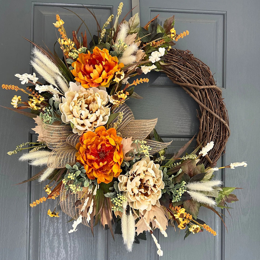 Farmhouse Fall Hydrangea Wreath – Everyday Front Door Decoration