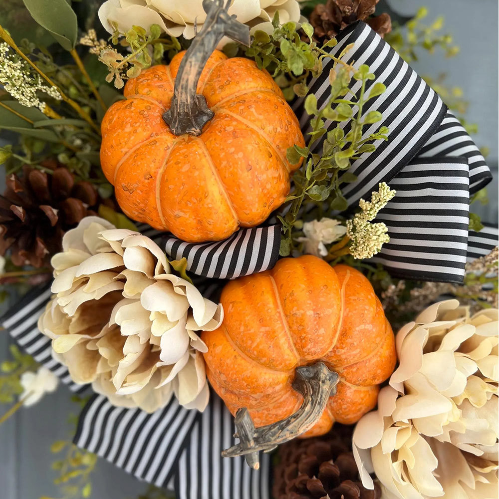 Fall Farmhouse Pumpkin & Peony Wreath – Front Door Autumn Decor
