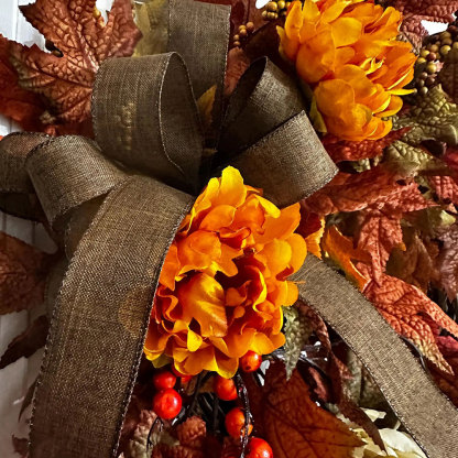 Elegant Fall Maple Leaves Wreath – Small Autumn Front Door Decor with Berries & Peonies