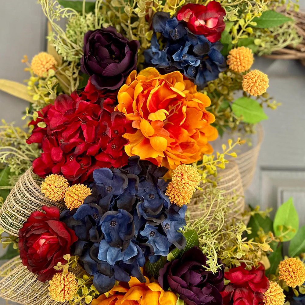 Elegant Autumn Peony Wreath – Front Door Fall Decoration