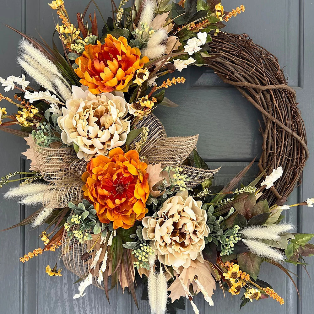 Farmhouse Fall Hydrangea Wreath – Everyday Front Door Decoration