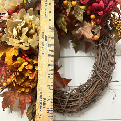 Elegant Fall Maple Leaves Wreath – Small Autumn Front Door Decor with Berries & Peonies