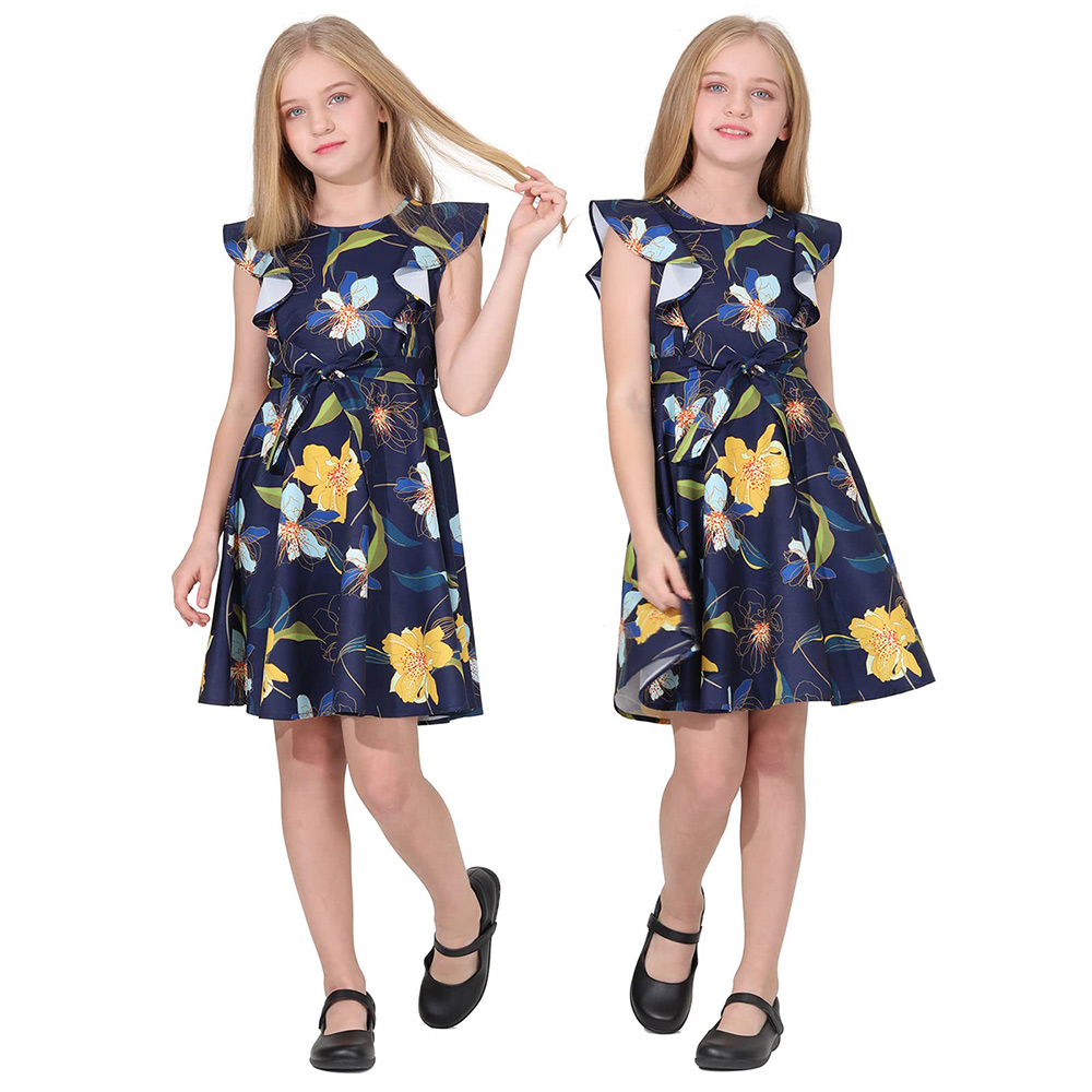 Girls Dress Unicorn Printed Casual Party Twirly Dress for Kids in 2t to 10 Years