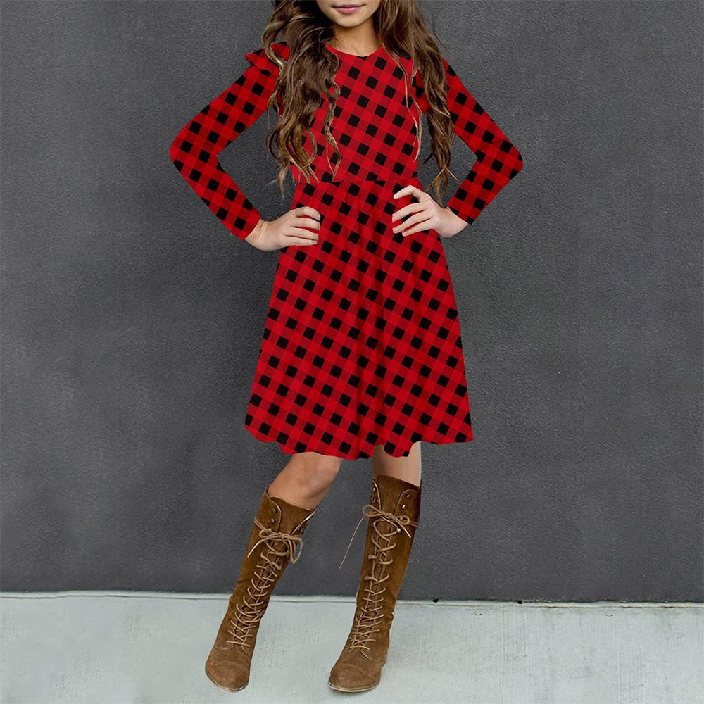 Girls Floral Dress Boho Ruffle Sleeve Pleated Casual Swing Dresses with Pockets for Kids 6-12 Years