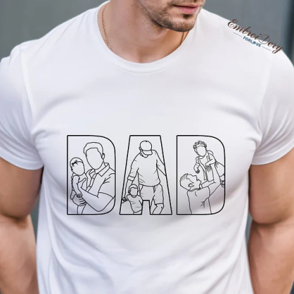 👨‍👧‍👦 Custom Dad & Kids Silhouette Sweatshirt –Embroidered from Your Photo – Perfect Father's Day or Birthday Gift