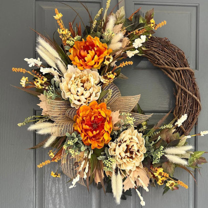 Farmhouse Fall Hydrangea Wreath – Everyday Front Door Decoration
