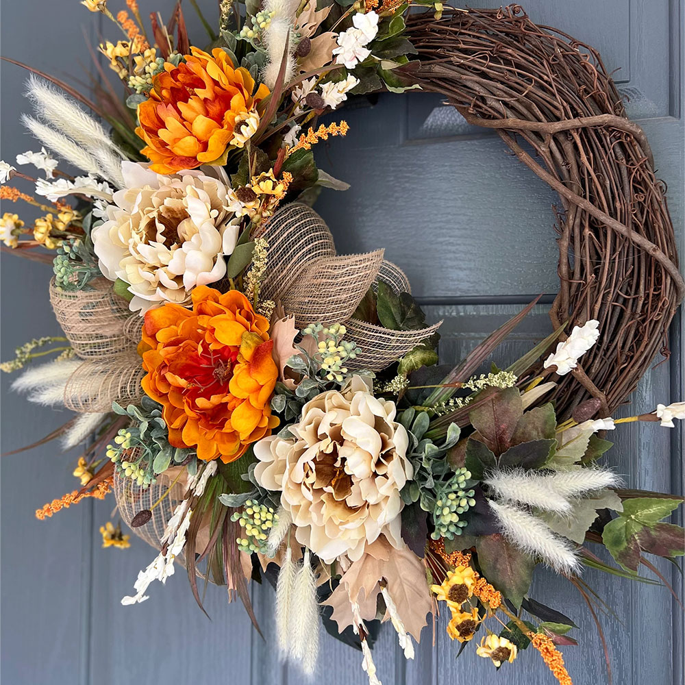 Farmhouse Fall Hydrangea Wreath – Everyday Front Door Decoration