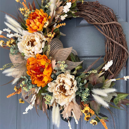 Farmhouse Fall Hydrangea Wreath – Everyday Front Door Decoration