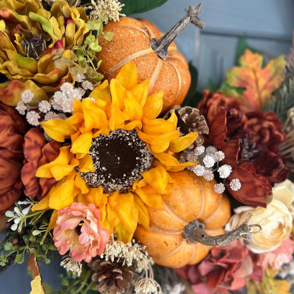 Elegant Fall Wreath – Country Farmhouse Front Door Autumn Decor