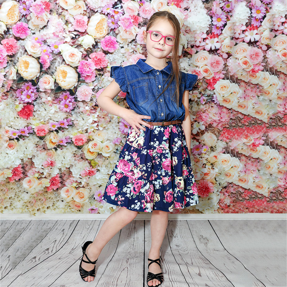 Western Dress Girls, Denim Tops Flower Girl Dress, Princess Dresses for Girls, Party Dresses for Girls 3-14 Years