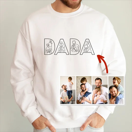 👨‍👧‍👦 Custom Dad & Kids Silhouette Sweatshirt –Embroidered from Your Photo – Perfect Father's Day or Birthday Gift