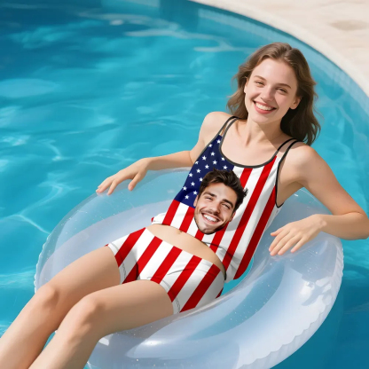 Custom Tankini Two Piece Swimsuit Two Piece For Women American Flag Sling Swimsuit With Swimming Trunks