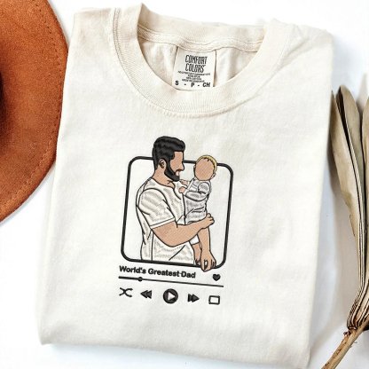 👨‍👧‍👦Custom Full Color Embroidered Sweatshirt Portrait Dad- Perfect Father's Day or Birthday Gift