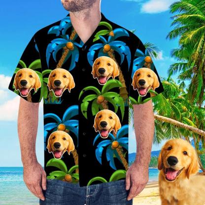 Custom Face Shirt Coconut Tree Men's All Over Print Hawaiian Shirt