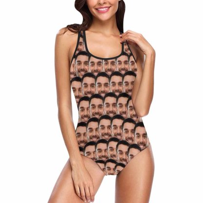 Custom Face Swimwear Women's Photo Slip One Piece Swimsuit - Mash