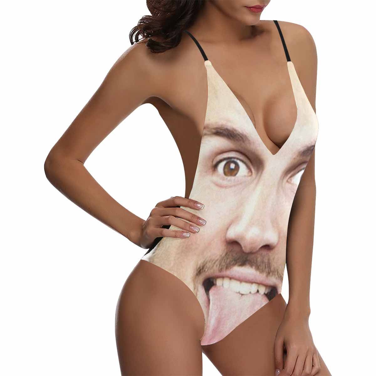 Custom Face V-Neck Bikini Women's Photo One Piece Swimsuit - Big Face