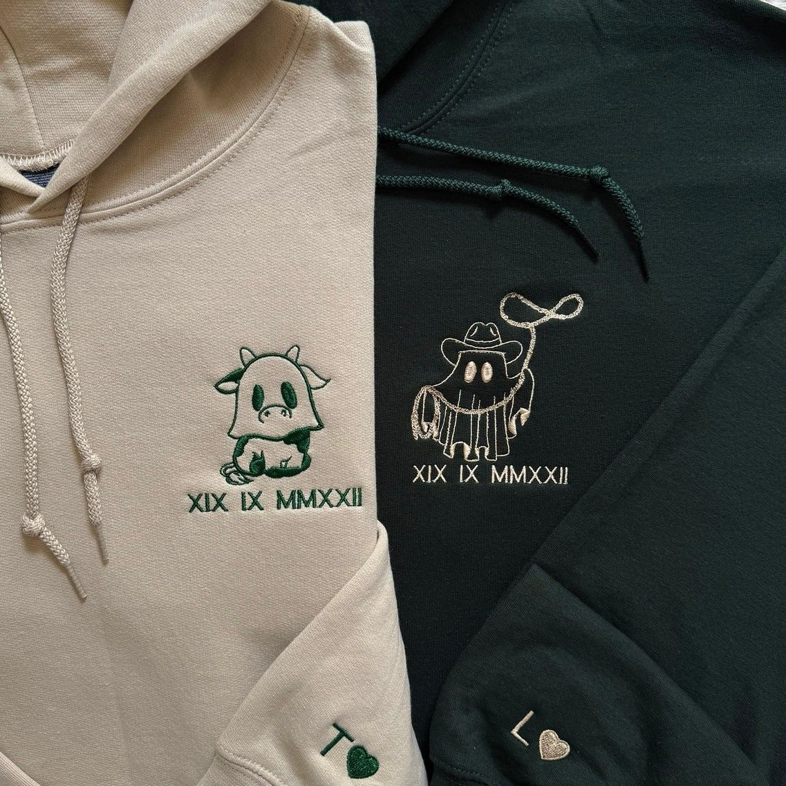 Ghost Cowboy & Cow Embroidery Set - custom sleeves HCMD0445