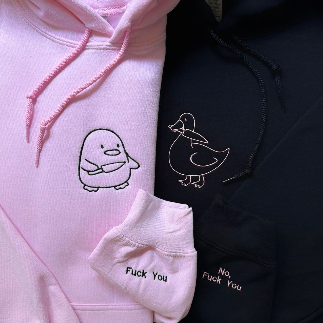 Duck + Goose with Knife Matching Set for couples & besties - custom sleeve option HCMD0446
