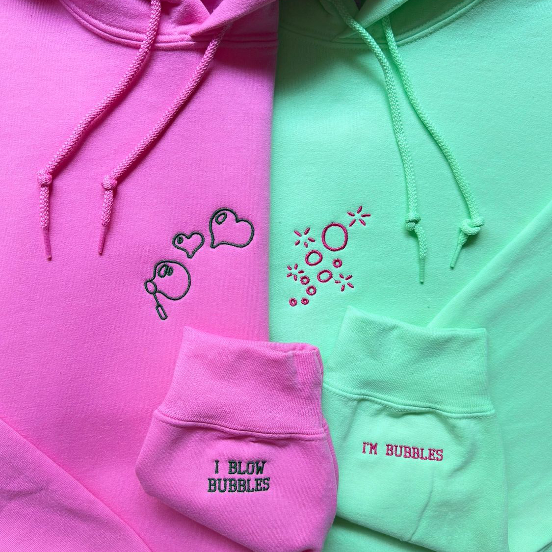 I Blow Bubbles - I'm Bubbles Matching Embroidery Set - custom sleeve option HCMD0447