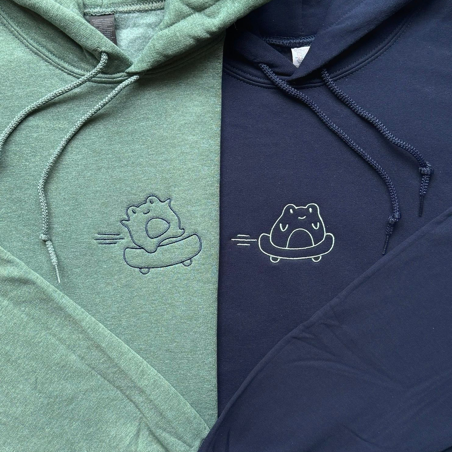Matching Skater Frogs Embroidery Set for couples/ besties - custom sleeve option HCMD0454