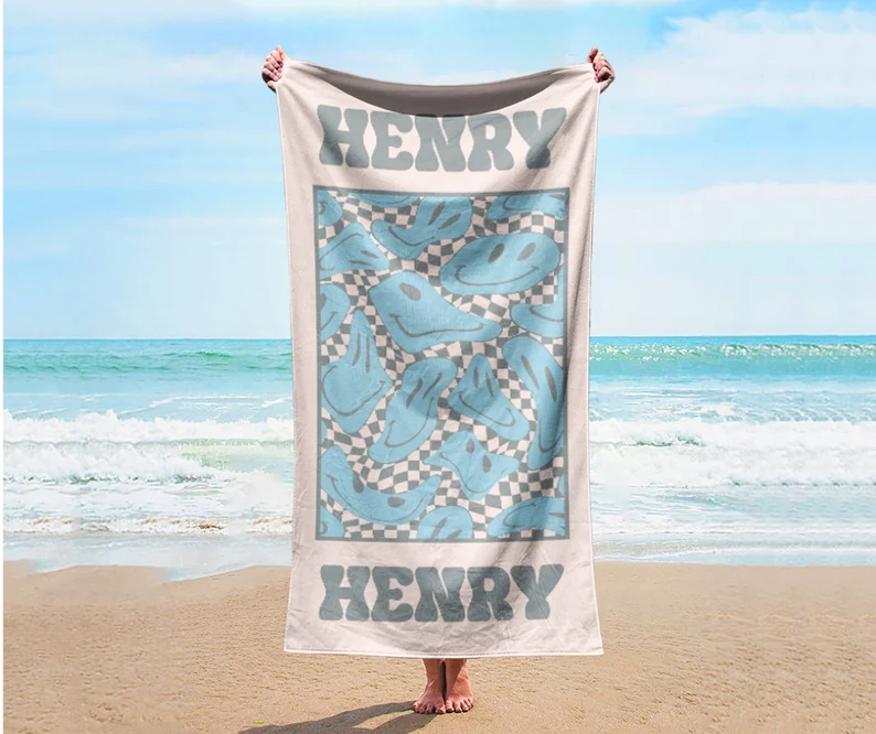 🌞 Personalized Vintage-Inspired Beach Towel With Name🎨