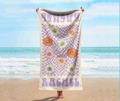 🌞 Personalized Vintage-Inspired Beach Towel With Name🎨