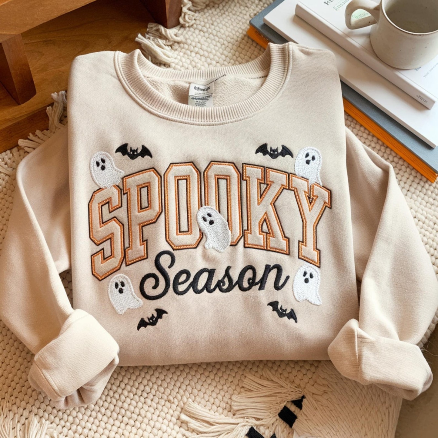 Embroidered Sweatshirt Halloween Sweatshirt Spooky Season Crewneck