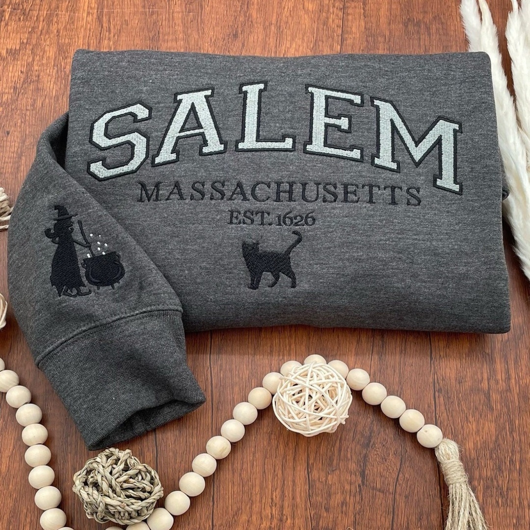 Halloween Embroidered Salem Sweatshirt | Witchy Fall Crewneck