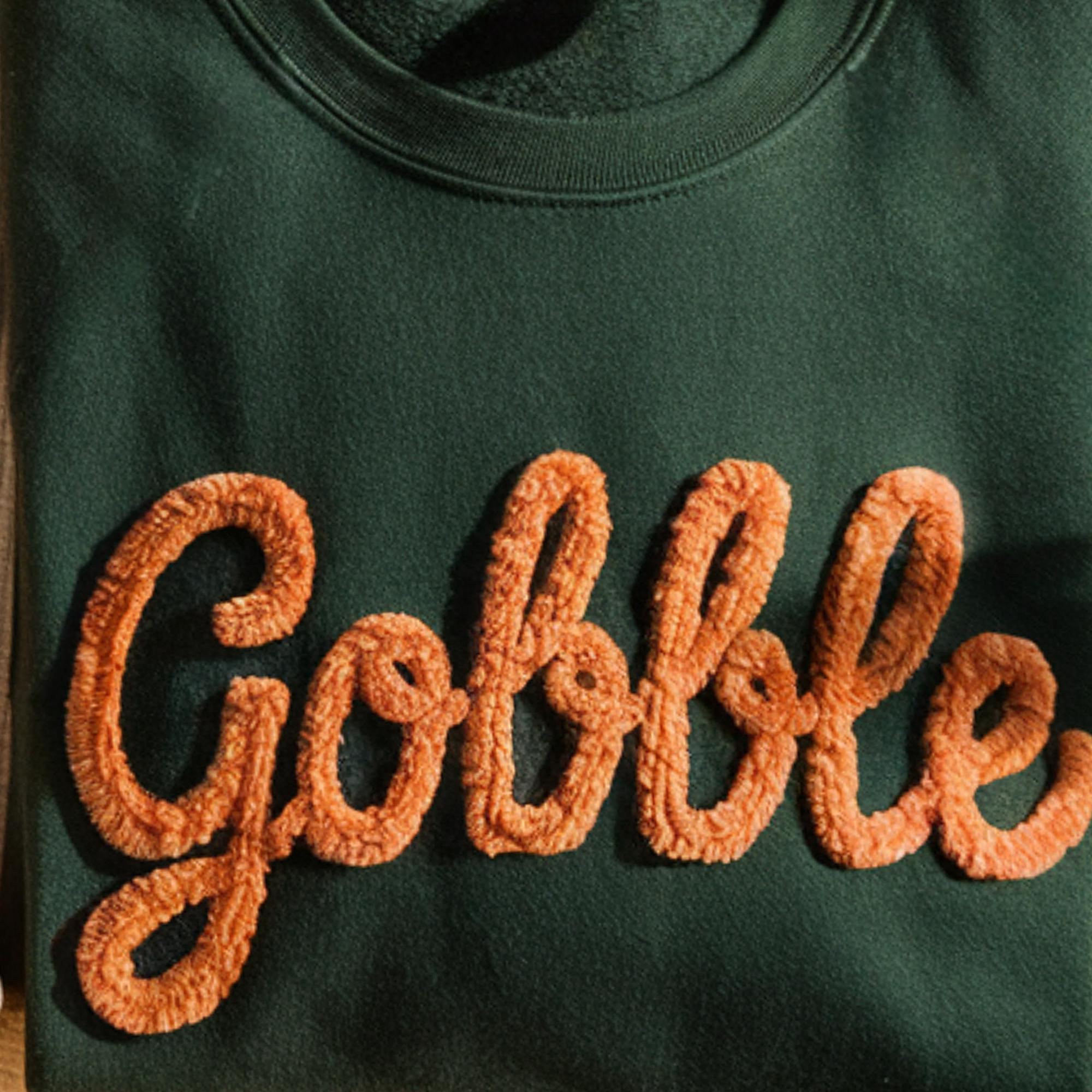 Embroidered Thankful Chenille Yarn Sweatshirt for Thanksgiving 