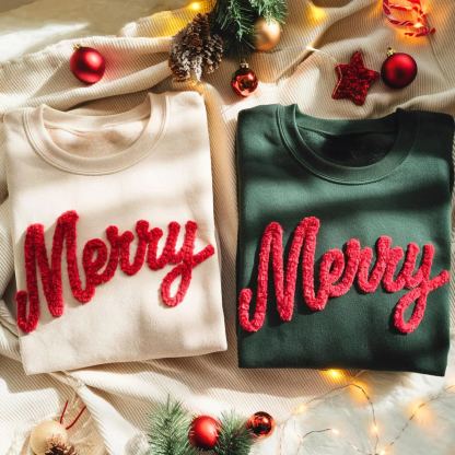 Embroidered Thankful Chenille Yarn Sweatshirt for Thanksgiving 