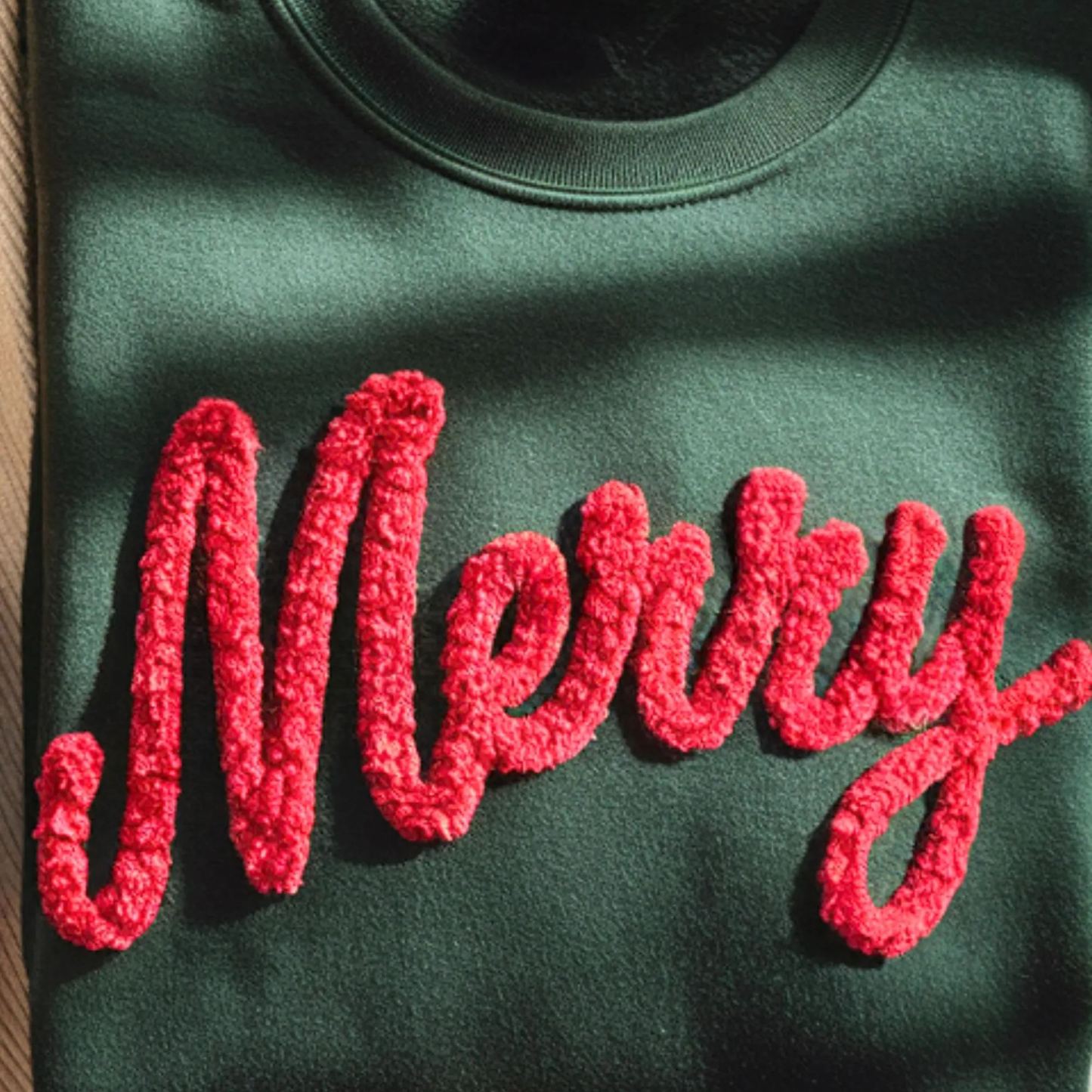 Embroidered Thankful Chenille Yarn Sweatshirt for Thanksgiving 