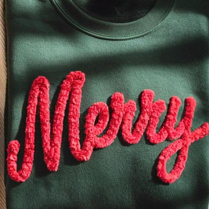 Embroidered Thankful Chenille Yarn Sweatshirt for Thanksgiving 