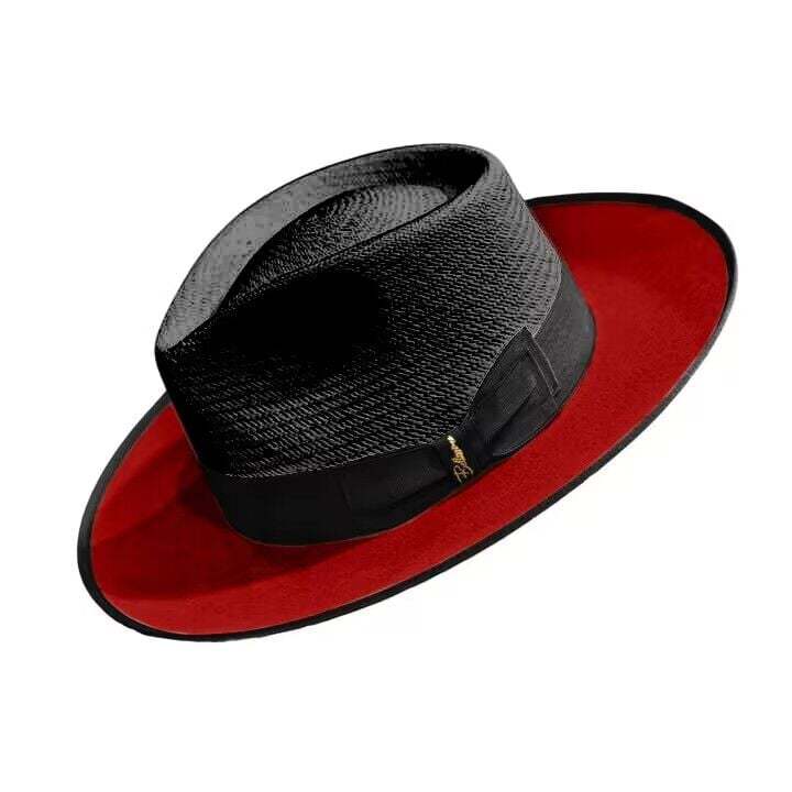 Bellyhat Exclusive Panama and Felt Two Tone Fox-Black/DarkRed