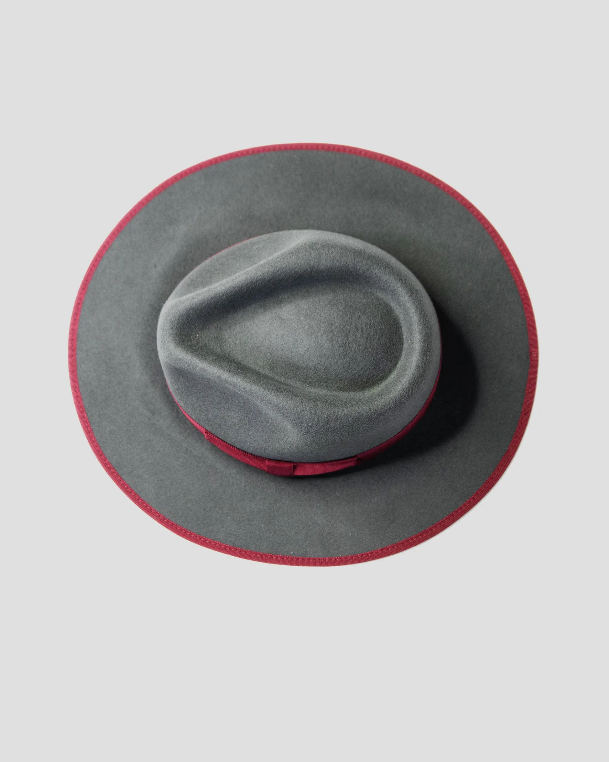Custom Ferguson Fedora Hat - Slate + Burgundy