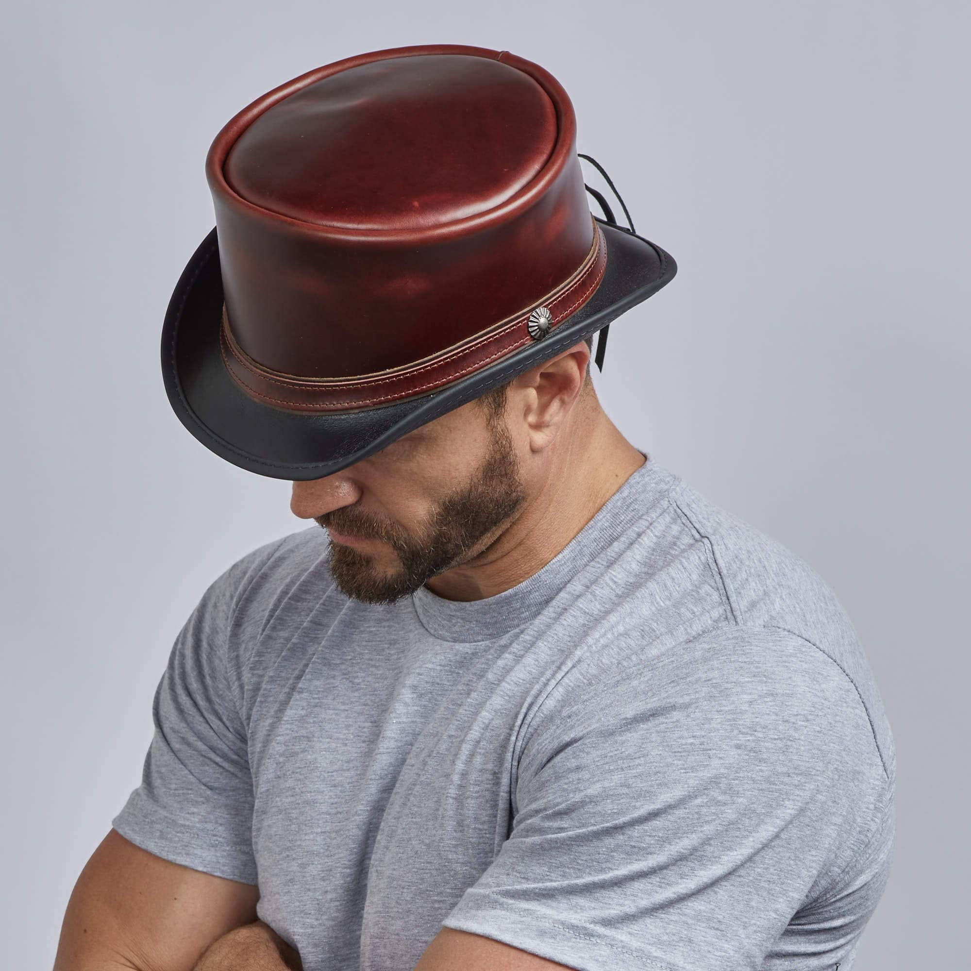HAMPTON - MENS LEATHER TOP HAT