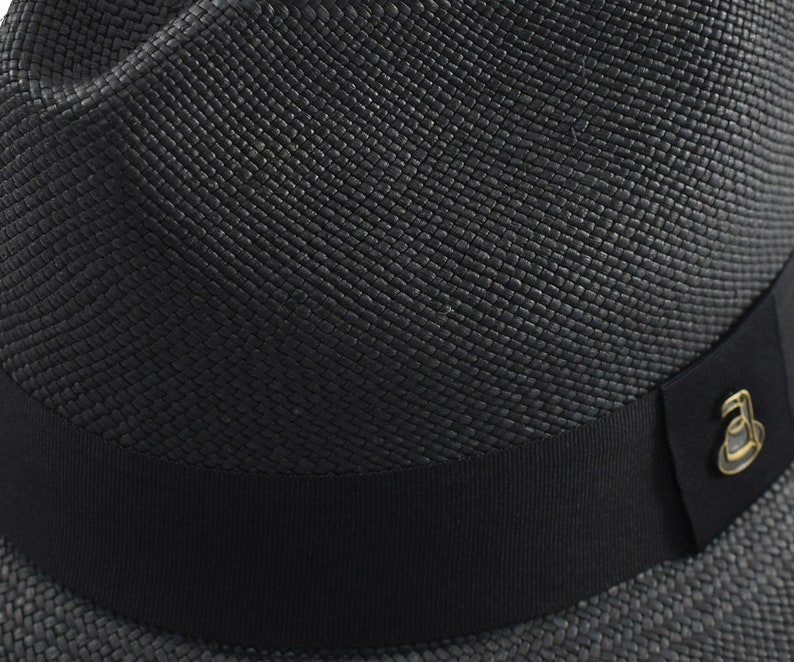 Black Classic Fedora | Genuine Panama Hat | Toquilla Straw | Handwoven in Ecuador - EA - HatBox Included