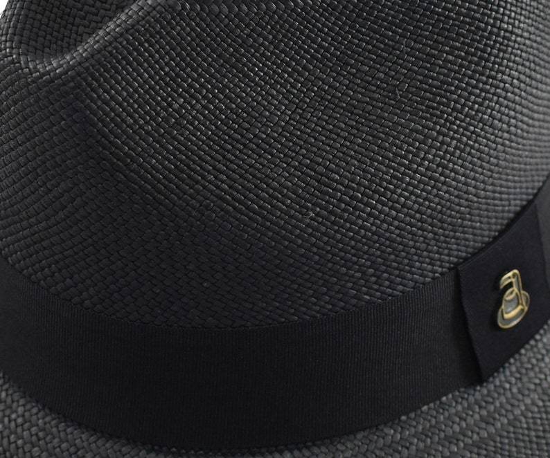 Black Classic Fedora | Genuine Panama Hat | Toquilla Straw | Handwoven in Ecuador - EA - HatBox Included