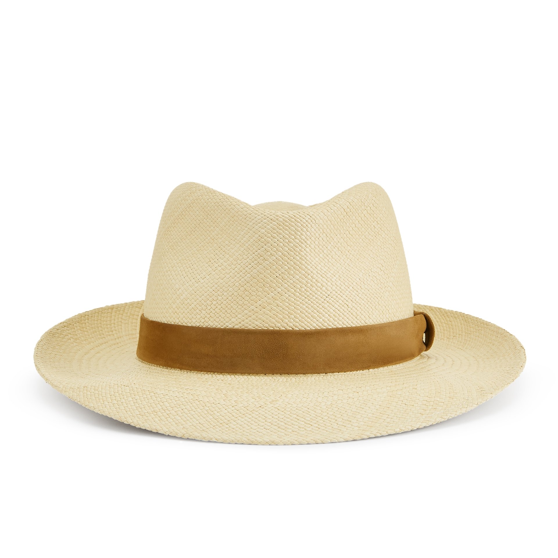 Panama Natural Toquilla Straw | 2.5 cm Suede Trim-Handwoven in Ecuador