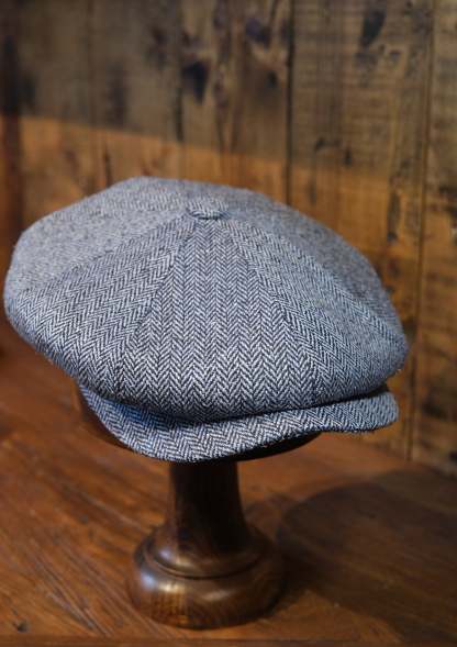 Fulton Baker Boy - (Mid-Width) Light Blue Herringbone Pure Silk