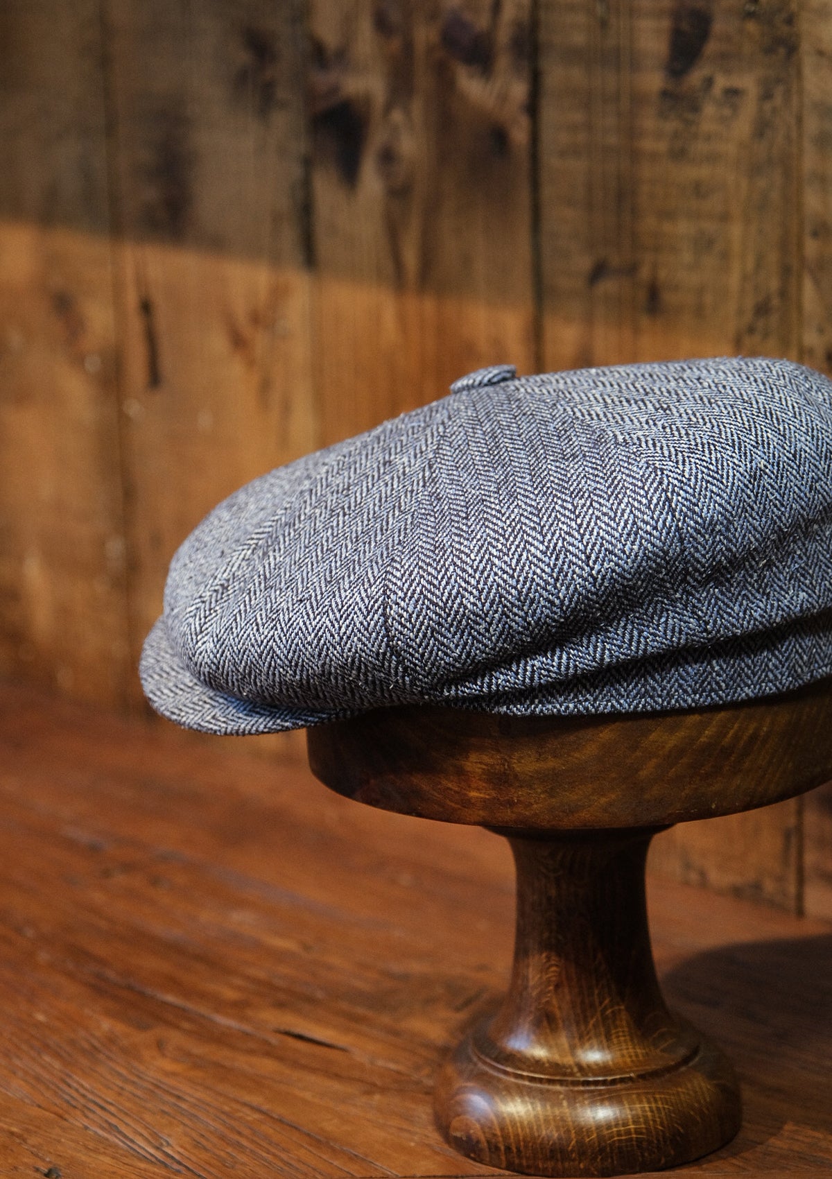 Fulton Baker Boy - (Mid-Width) Light Blue Herringbone Pure Silk