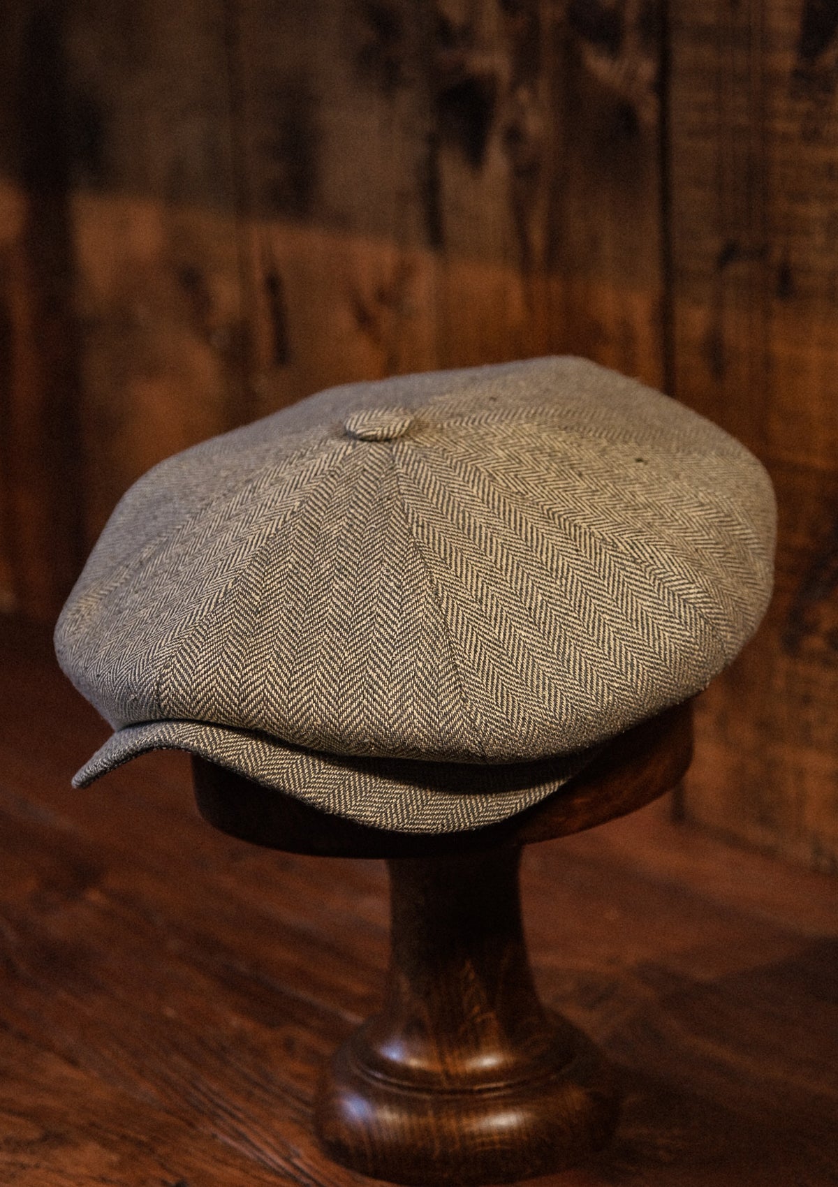 Fulton Baker Boy - (Mid-Width) Moss Herringbone Pure Silk