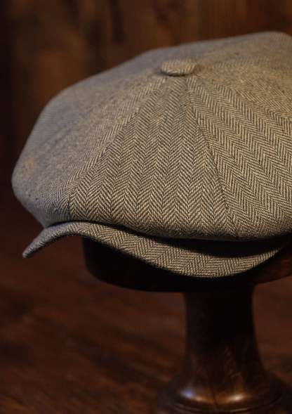 Fulton Baker Boy - (Mid-Width) Moss Herringbone Pure Silk