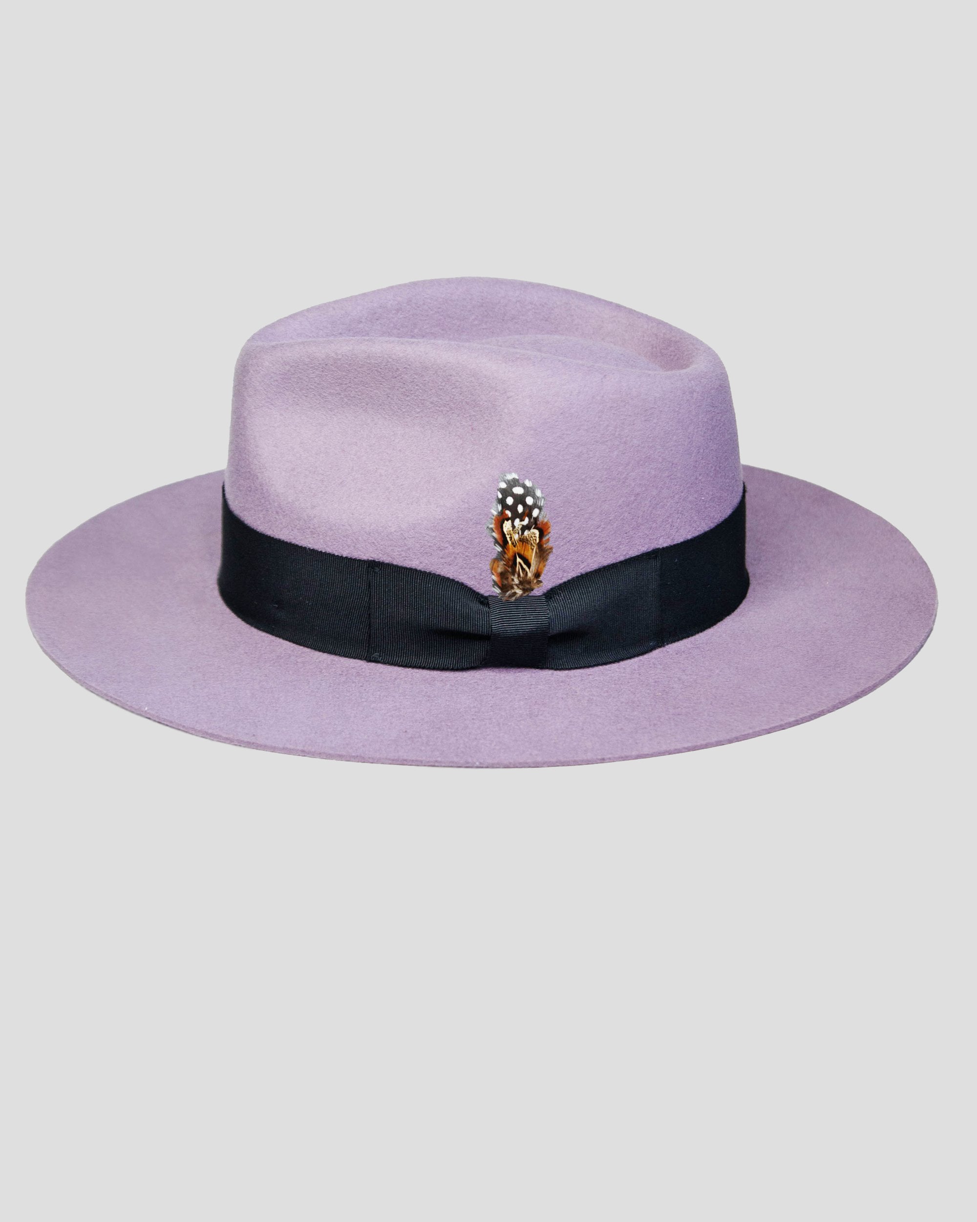 Ferguson Fedora Hat - Lavender + Black